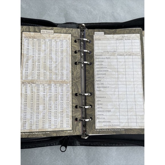 Day Runner Regency Planner Zip Around + Full Wallet Black 1999 Inserts Vintage - Picture 9 of 13